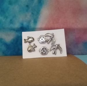 3 silver animal earrings